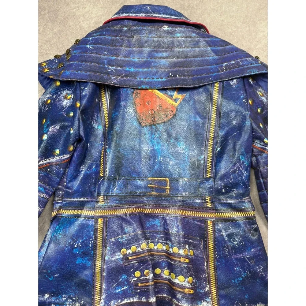 Disney Store Descendants 2 Mai Jacket Kids‎ 5/6 Blue Faux Leather Studded Moto - Picture 12 of 16